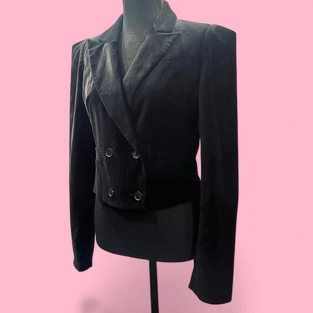 She Said Black Cotton Blend Velvet Blazer Size 6